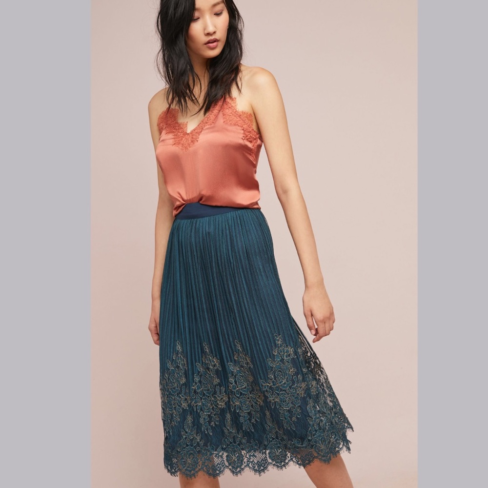 🆕NWT Anthropologie metallic embroidered skirt